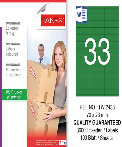 Taneks Tw-2433 70X23 Mm Yeşil Laser Etiket