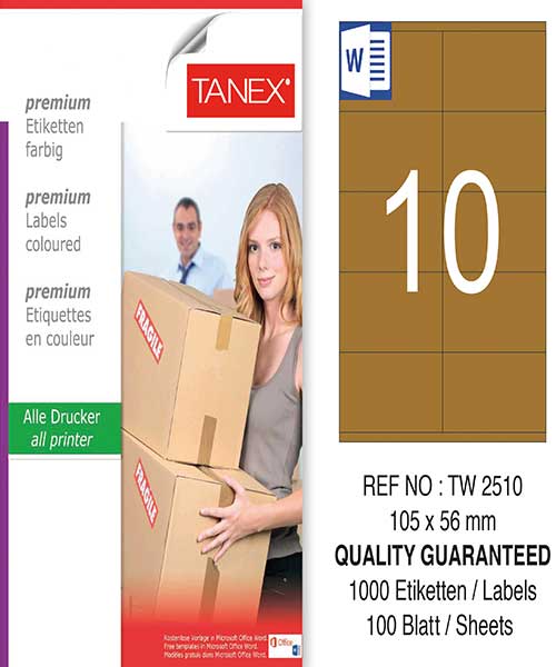 Taneks Tw-2510 105X56 Mm Kraft Laser Etiket
