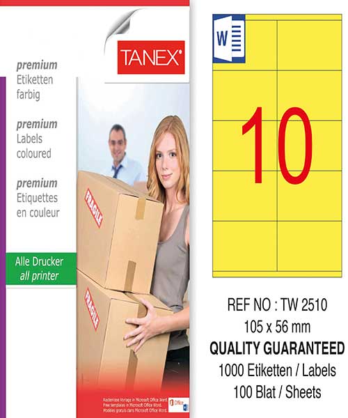 Taneks Tw-2510 105X56 Mm Sarı Laser Etiket