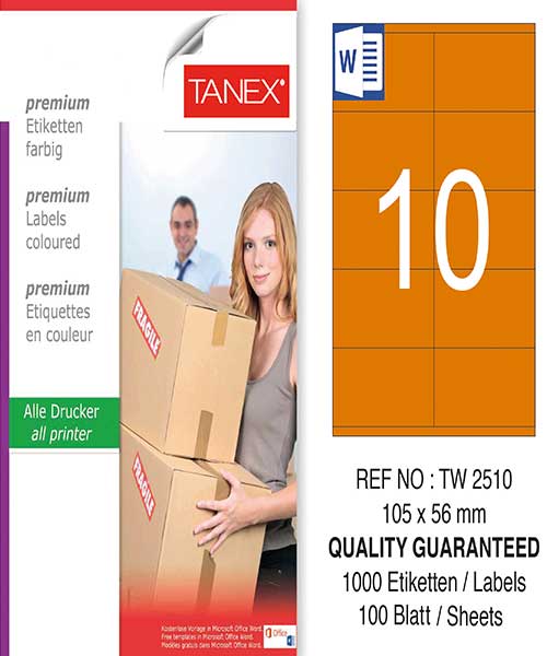 Taneks Tw-2510 105X56 Mm Turuncu Laser Etiket
