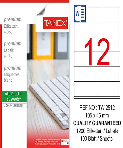 Taneks Tw-2512 105X46 Mm Laser Etiket