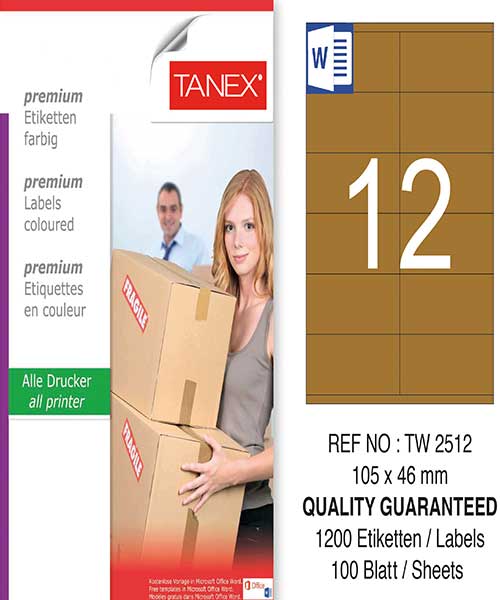 Taneks Tw-2512 105X46 Mm Kraft Laser Etiket