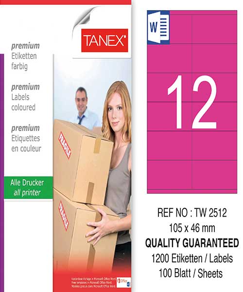 Taneks Tw-2512 105X46 Mm Pembe Laser Etiket