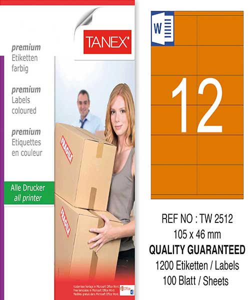 Taneks Tw-2512 105X46 Mm Turuncu Laser Etiket