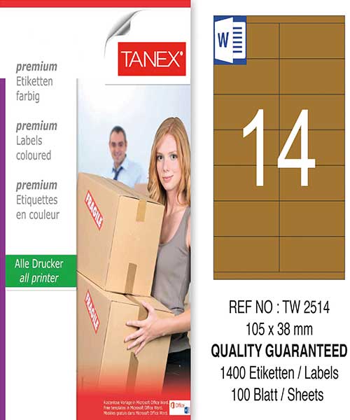 Taneks Tw-2514 105X38 Mm Kraft Laser Etiket