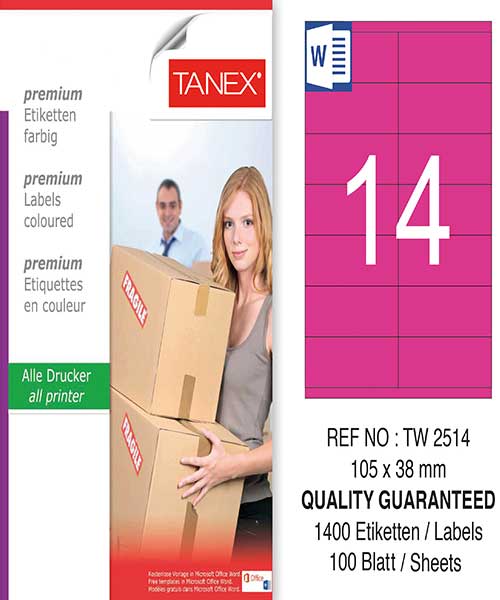 Taneks Tw-2514 105X38 Mm Pembe Laser Etiket