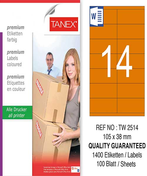 Taneks Tw-2514 105X38 Mm Turuncu Laser Etiket