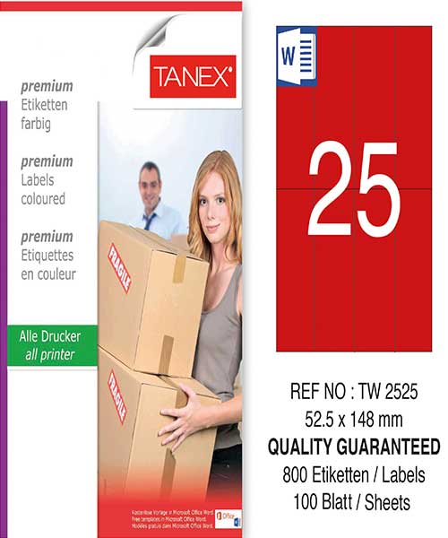 Taneks Tw-2525 52,5X148,5 Mm Kırmızı Laser Etiket