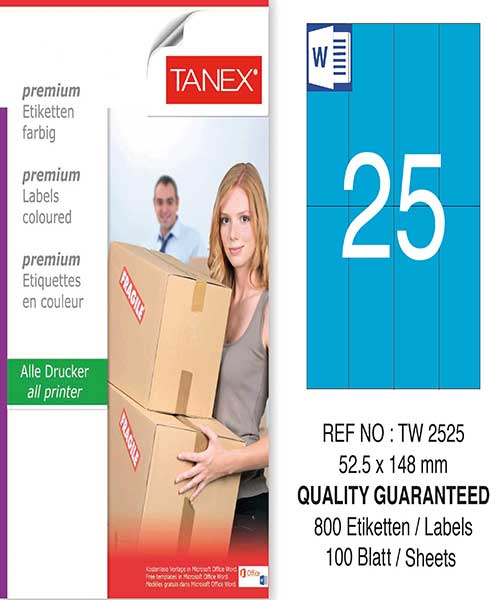 Taneks Tw-2525 52,5X148,5 Mm Mavi Laser Etiket