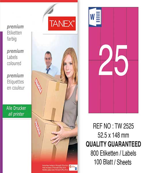 Taneks Tw-2525 52,5X148,5 Mm Pembe Laser Etiket