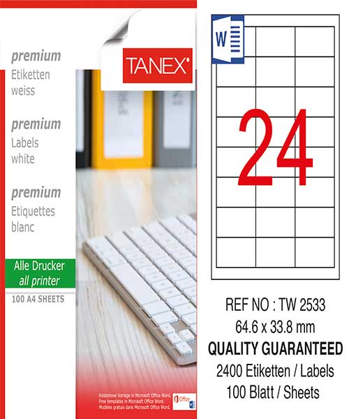 Taneks Tw-2533 64,6 X 33,8 Mm Laser Etiket