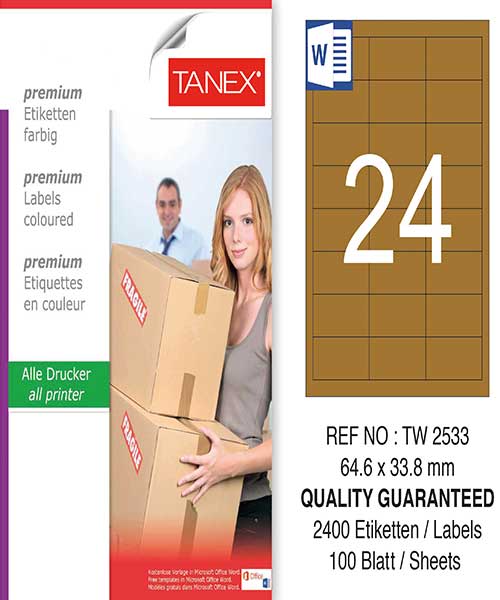 Taneks Tw-2533 64,6 X 33,8 Mm Kraft Laser Etiket