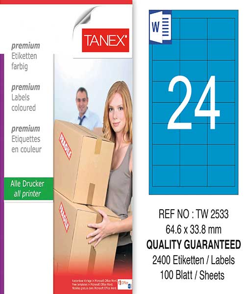 Taneks Tw-2533 64,6 X 33,8 Mm Mavi Laser Etiket