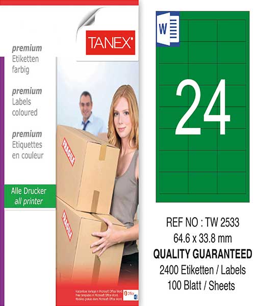 Taneks Tw-2533 64,6 X 33,8 Mm Yeşil Laser Etiket