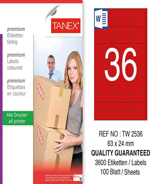 Taneks Tw-2536 63X24 Mm Kırmızı Laser Etiket
