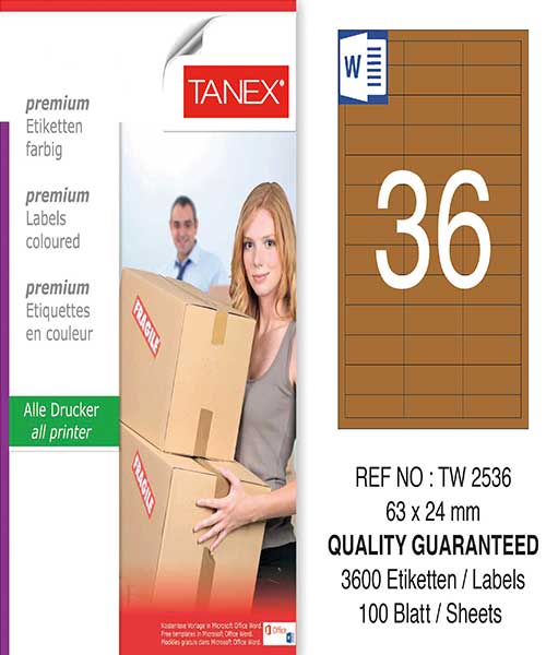 Taneks Tw-2536 63X24 Mm Kraft Laser Etiket