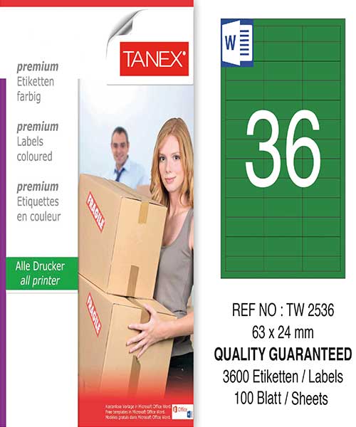 Taneks Tw-2536 63X24 Mm Yeşil Laser Etiket