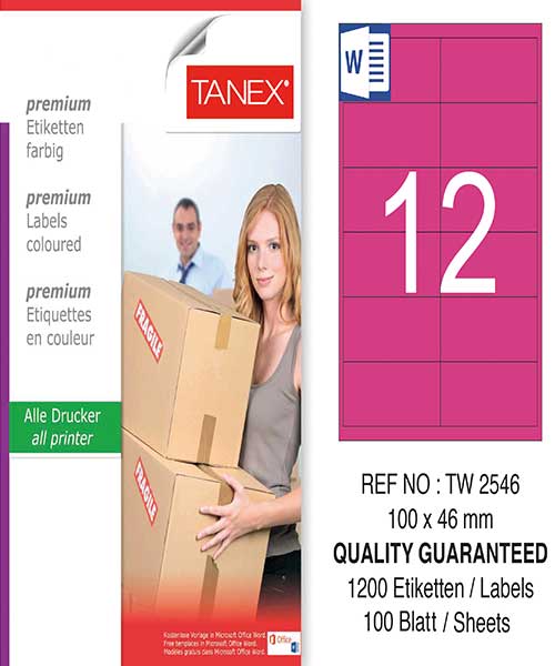 Taneks Tw-2546 100X46 Mm Pembe Laser Etiket