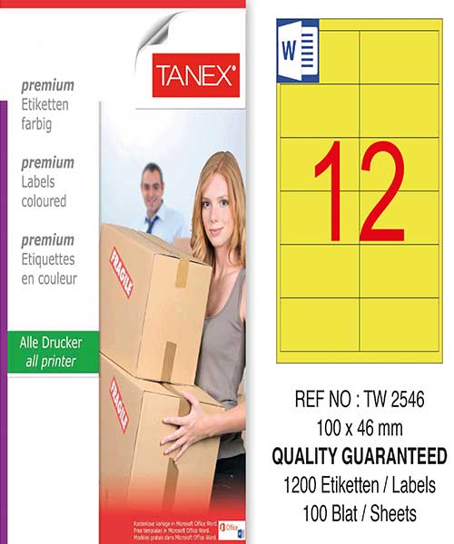 Taneks Tw-2546 100X46 Mm Sarı Laser Etiket