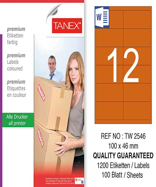 Taneks Tw-2546 100X46 Mm Turuncu Laser Etiket