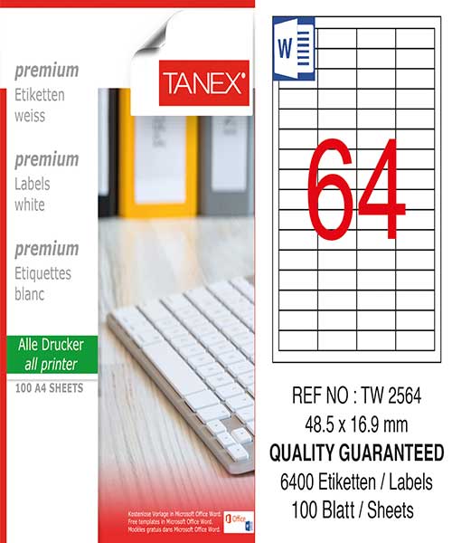 Taneks Tw-2564 48,5X16,9 Mm Laser Etiket