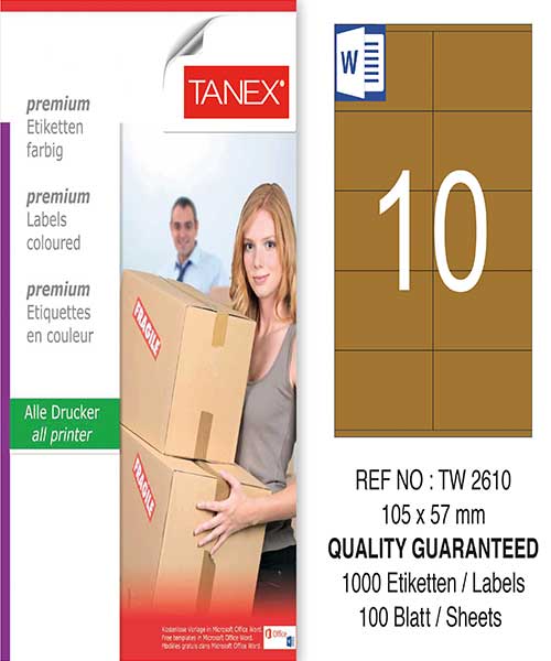 Taneks Tw-2610 105X57 Mm Kraft Laser Etiket