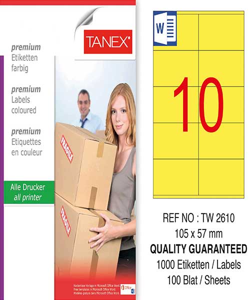 Taneks Tw-2610 105X57 Mm Sarı Laser Etiket
