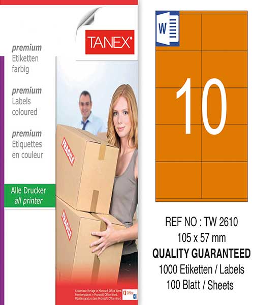 Taneks Tw-2610 105X57 Mm Turuncu Laser Etiket