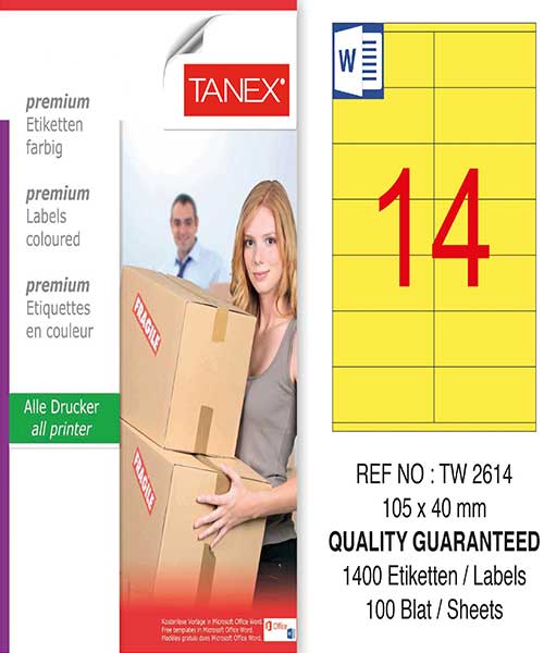 Taneks Tw-2614 105X40 Mm Sarı Laser Etiket