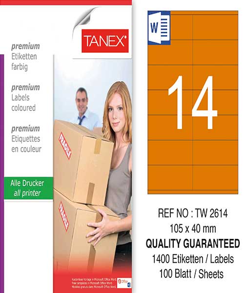 Taneks Tw-2614 105X40 Mm Turuncu Laser Etiket