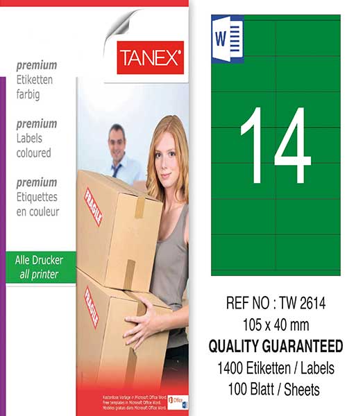 Taneks Tw-2614 105X40 Mm Yeşil Laser Etiket