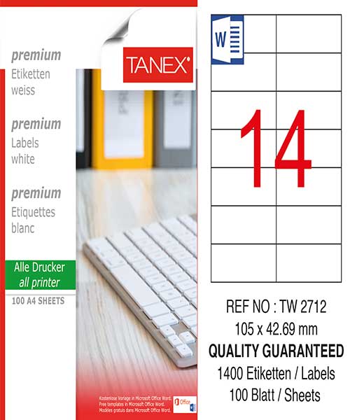 Taneks Tw-2712 105X42,69 Mm Laser Etiket