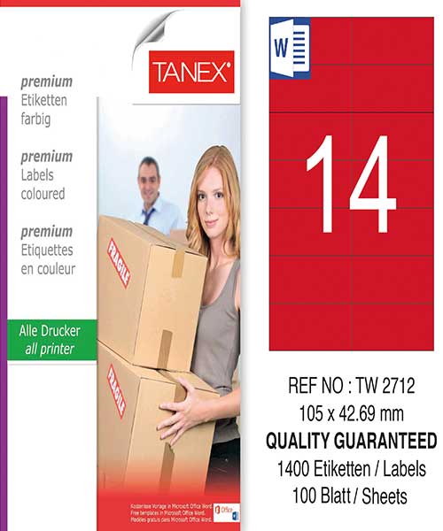 Taneks Tw-2712 105X42,69 Mm Kırmızı Laser Etiket