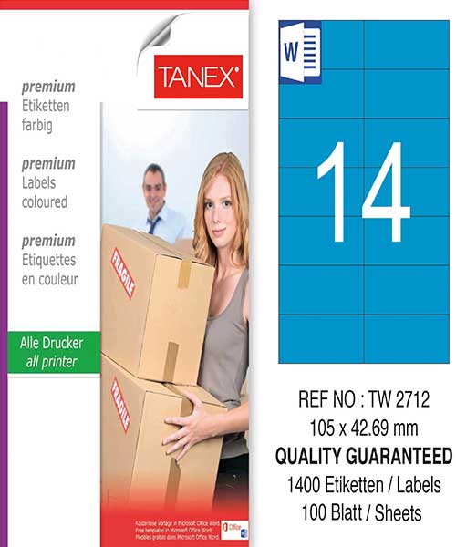 Taneks Tw-2712 105X42,69 Mm Mavi Laser Etiket
