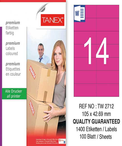 Taneks Tw-2712 105X42,69 Mm Pembe Laser Etiket