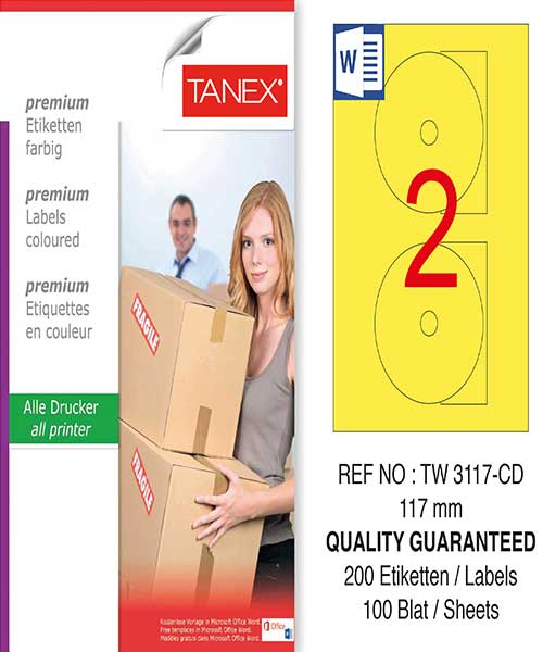 Taneks Tw-3117 117 Mm Sarı Laser Etiket