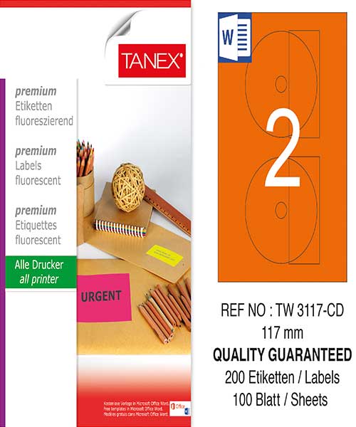 Taneks Tw-3117 117 Mm Flo Turuncu Laser Etiket