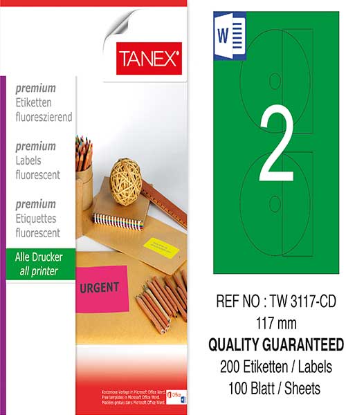 Taneks Tw-3117 117 Mm Flo Yeşil Laser Etiket
