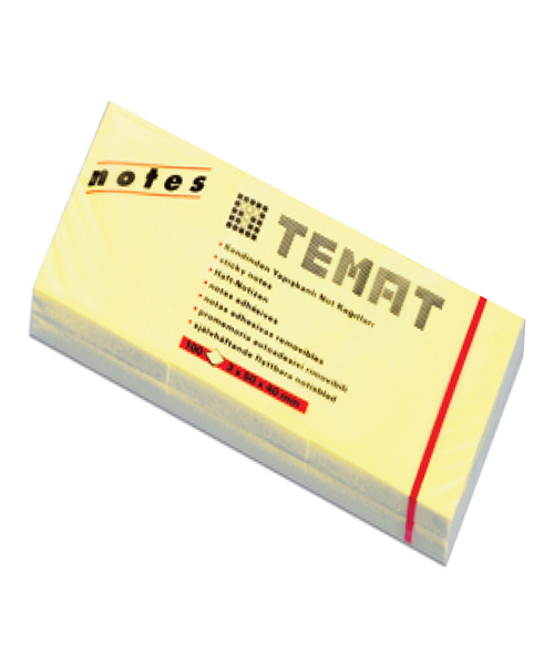 Temat 3X50X40Mm Not Kağıdı 100 Yaprak Pastel Sarı 11230