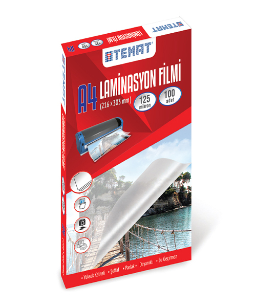 Temat A4 Laminasyon Filmi (216X303Mm) 100'Lü Şeffaf 328908