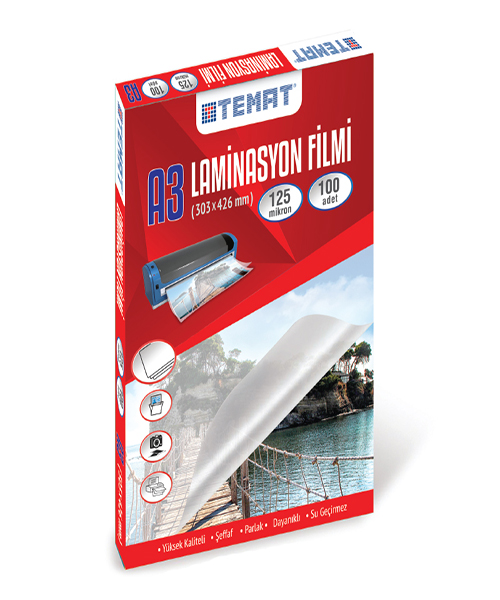Temat A3 Laminasyon Filmi (303X426Mm) 100'Lü Şeffaf 328910