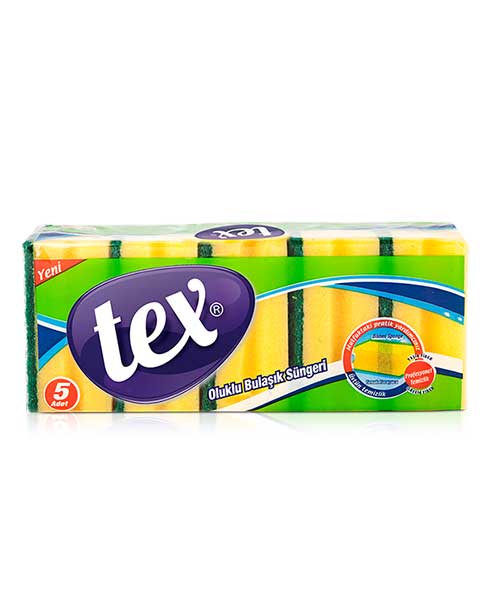 Tex Standart 5'Li Oluklu Bulaşık Süngeri 9*7*4,5 Cm