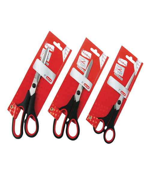 Ticon 409 9'' Plastik Saplı Büro Makası Siyah-Kırmızı 105617